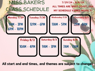 Weekly schedules