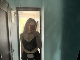 In black with a corset