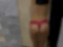 In red underwear