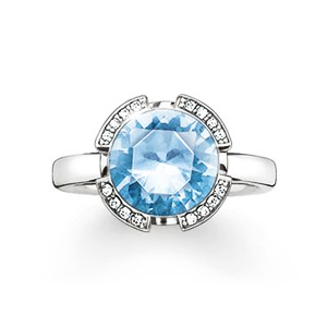 THOMAS SABO SOLITAIRE RING "SIGNATURE LINE LIGHT BLUE PAVÉ"