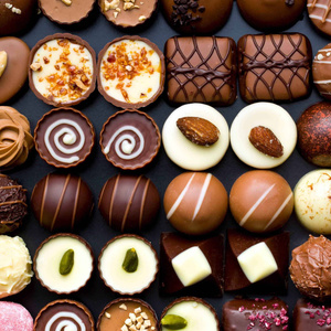Muitos bombons de chocolate
