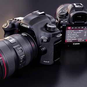 professional camera with a large lens:3