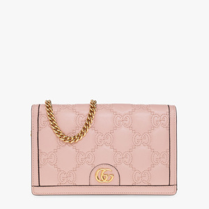 Gucci PINK Quilted wallet with chain