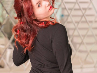 In a black dress