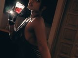 Savannahstorm (24, Black Cam Girl) performing deepthroat.