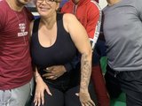Violetagtgngbng (45, Hispanic Live Couple) performing double penetration.