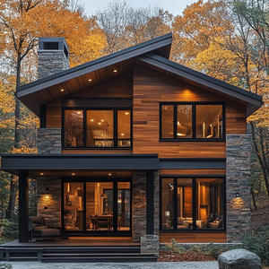 Cozy house on the river bank
