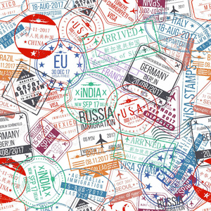 Passport full of stamps of so much travel