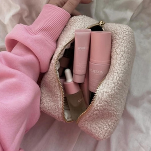 bag full of skincare must-haves for dewy