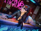 Alaska Jones (25, Hispanic Cam Girl) performing deepthroat.