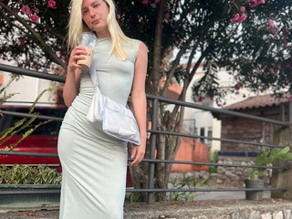 in a dress