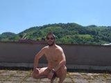Wildjomann (30, White Cam Boy) performing cumshot.