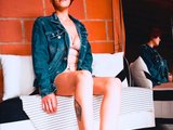 Crystalstarx (25, Hispanic Cam Girl) performing deepthroat.
