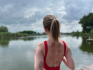 Red bodysuit swimsuit