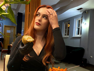 I'm eating a burger alone, but I could be with you