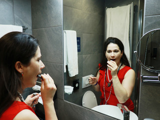 Getting ready in the bathroom