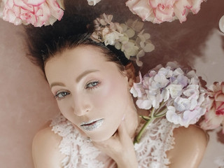 In a bathtub of roses