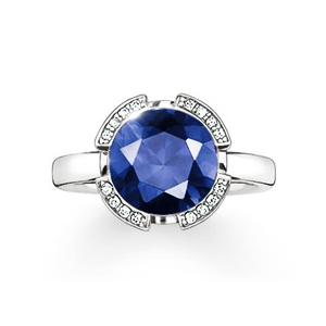 THOMAS SABO SOLITAIRE RING "SIGNATURE LINE DARK BLUE PAVÉ"