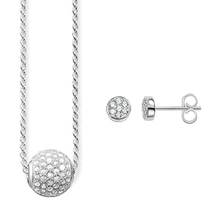 THOMAS SABO NECKLACE & EAR STUDS WHITE PAVÉ