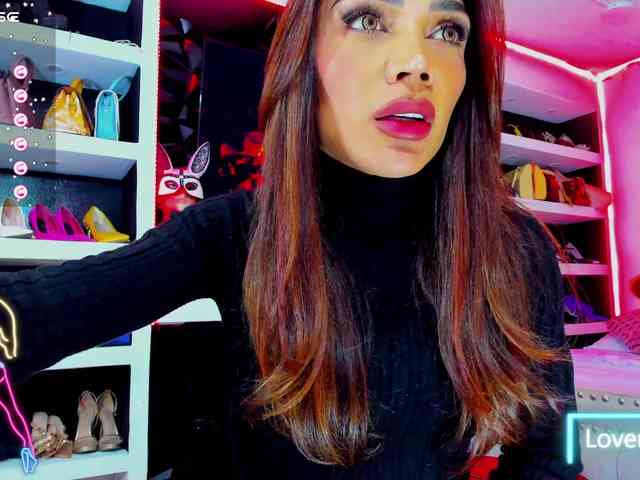 Gabrielamort (22, Hispanic Trans Model) performing deepthroat.