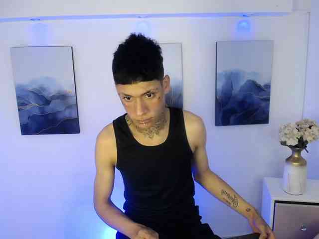 Dereckstorm (19, Hispanic Cam Boy) performing deepthroat.
