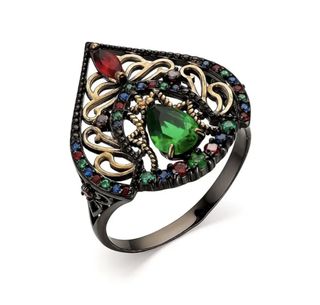 KU&KU Кольцо серебро 925 Русские царевны Корона с фианитами