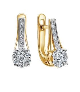 Gold earrings with diamonds
